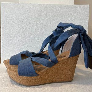 Kenneth Cole Reaction Blue Denim Heels Size 7.5